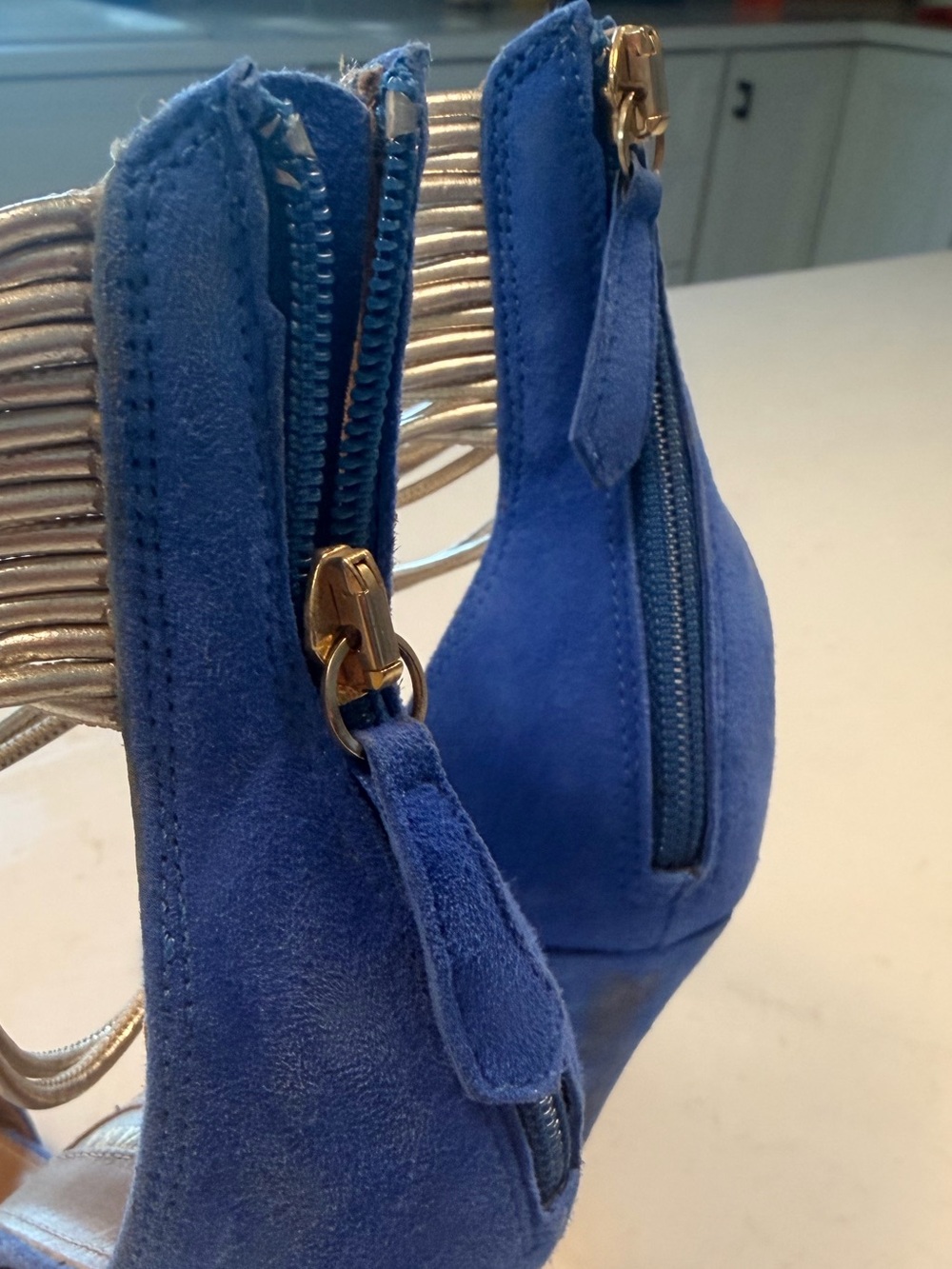 Aquazzura Blue Suede Stiletto Sandals - Picture 2 of 5